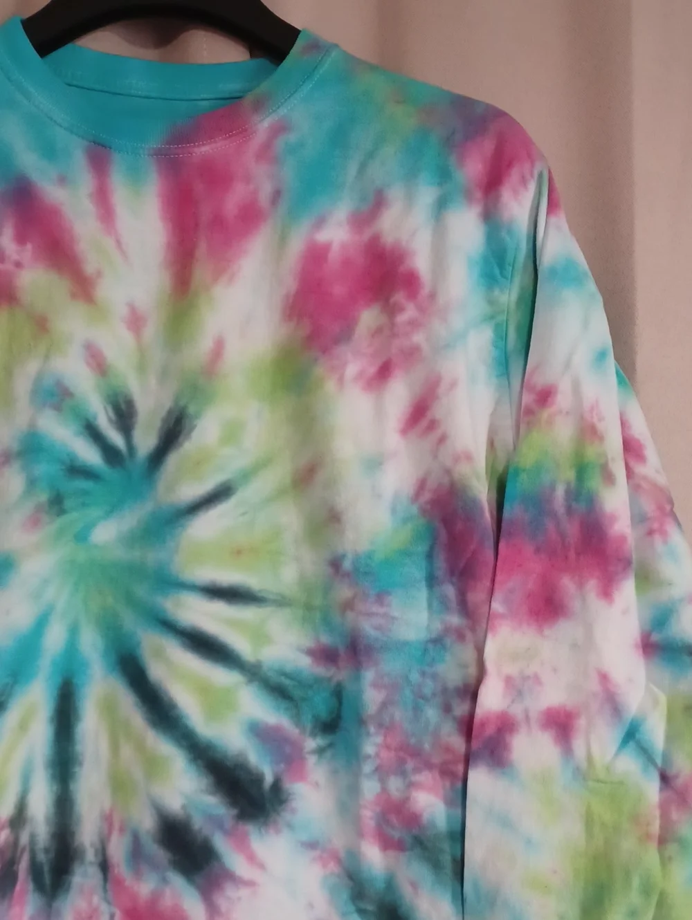 Handmade Custom Long Sleeve Spiral Tie Dye Crewneck Top Youth XL/Unisex Adult XS